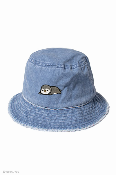 Relaxing Penguin Distressed Bucket Hat