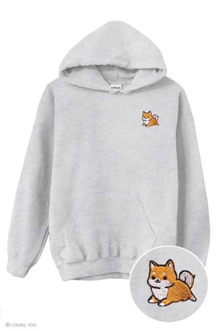 Chubby Tubby Red Shiba Inu Embroidered Hoodie