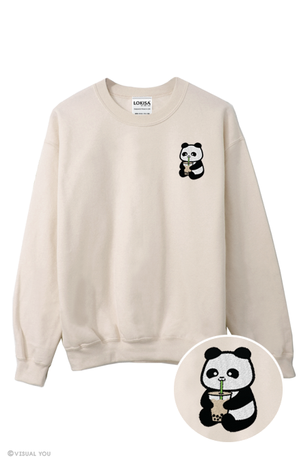 Power Bubble tea Boba Panda Embroidery Sweatshirt – Visual You