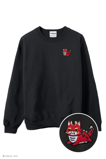 Chubby Tubby Red Dragon Embroidered Sweatshirt