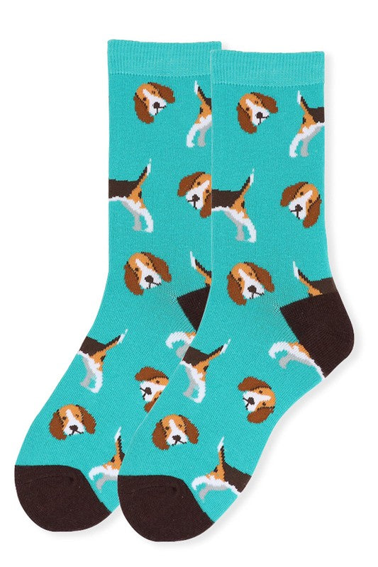 Women's Fun Beagle Dog Crew Socks
