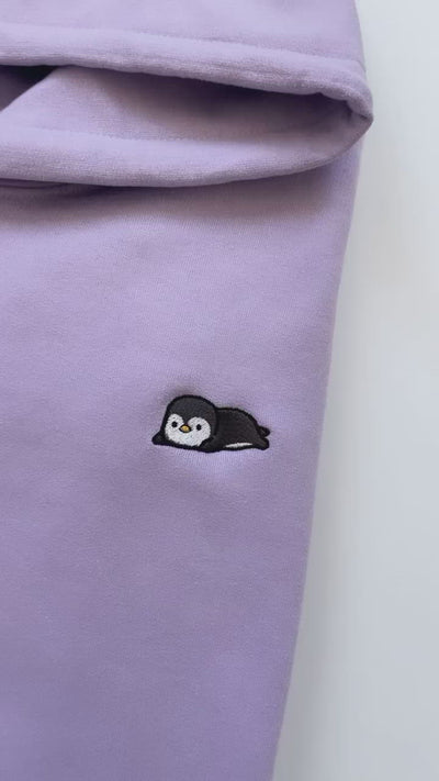 Relaxing Penguin Embroidered Hoodie