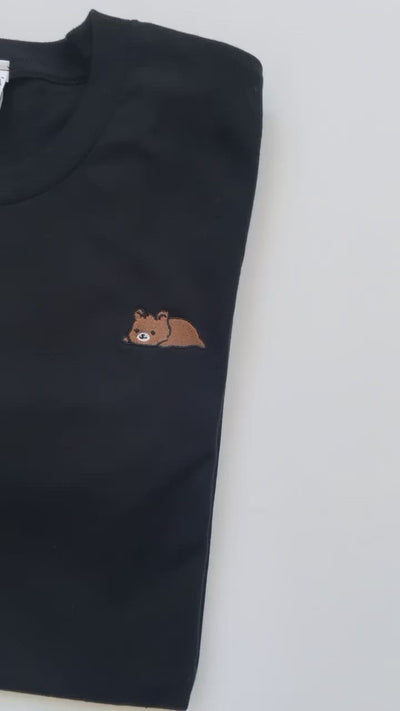 Relaxing Grizzly Bear Embroidered T-Shirt