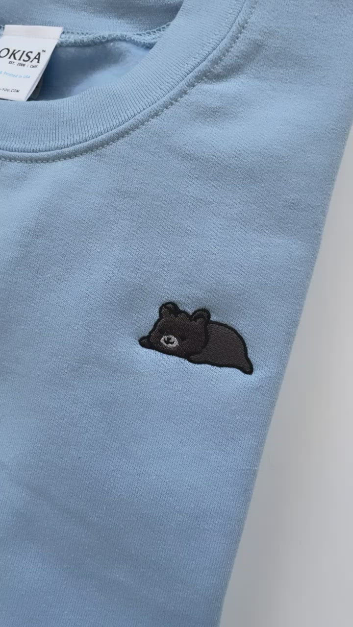 Relaxing Black Bear Embroidered Sweatshirt