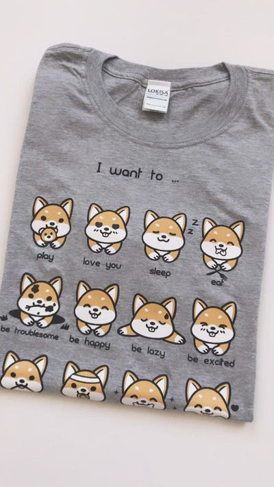 I want to... Shiba Inu Emoticon T-Shirt