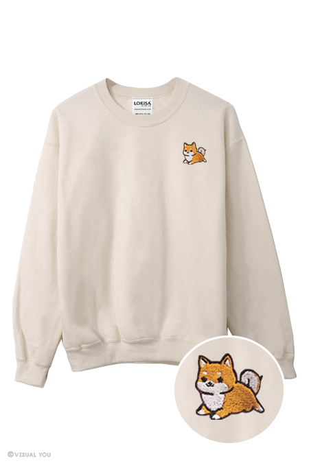 Chubby Tubby Red Shiba Inu Embroidered Sweatshirt – Visual You