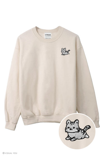 Chubby Tubby White Tiger Embroidered Sweatshirt