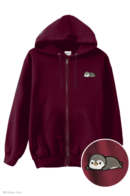 Penguin zip up hoodie top