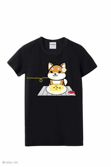 Shiba Pasta Date T-Shirt - Girl Shiba