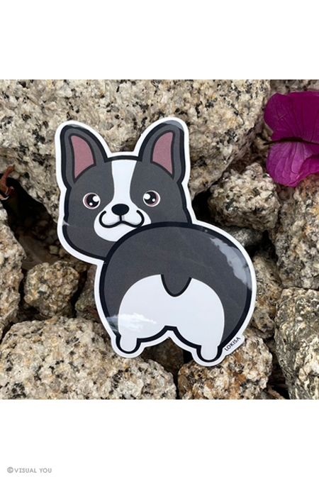 Boston Terrier Butt Vinyl Sticker Visual You