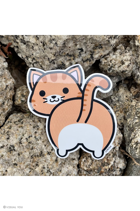 Orange Tabby Cat Butt Vinyl Sticker