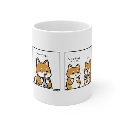 Shiba Inu Buddies Boba Comic Mug 11oz