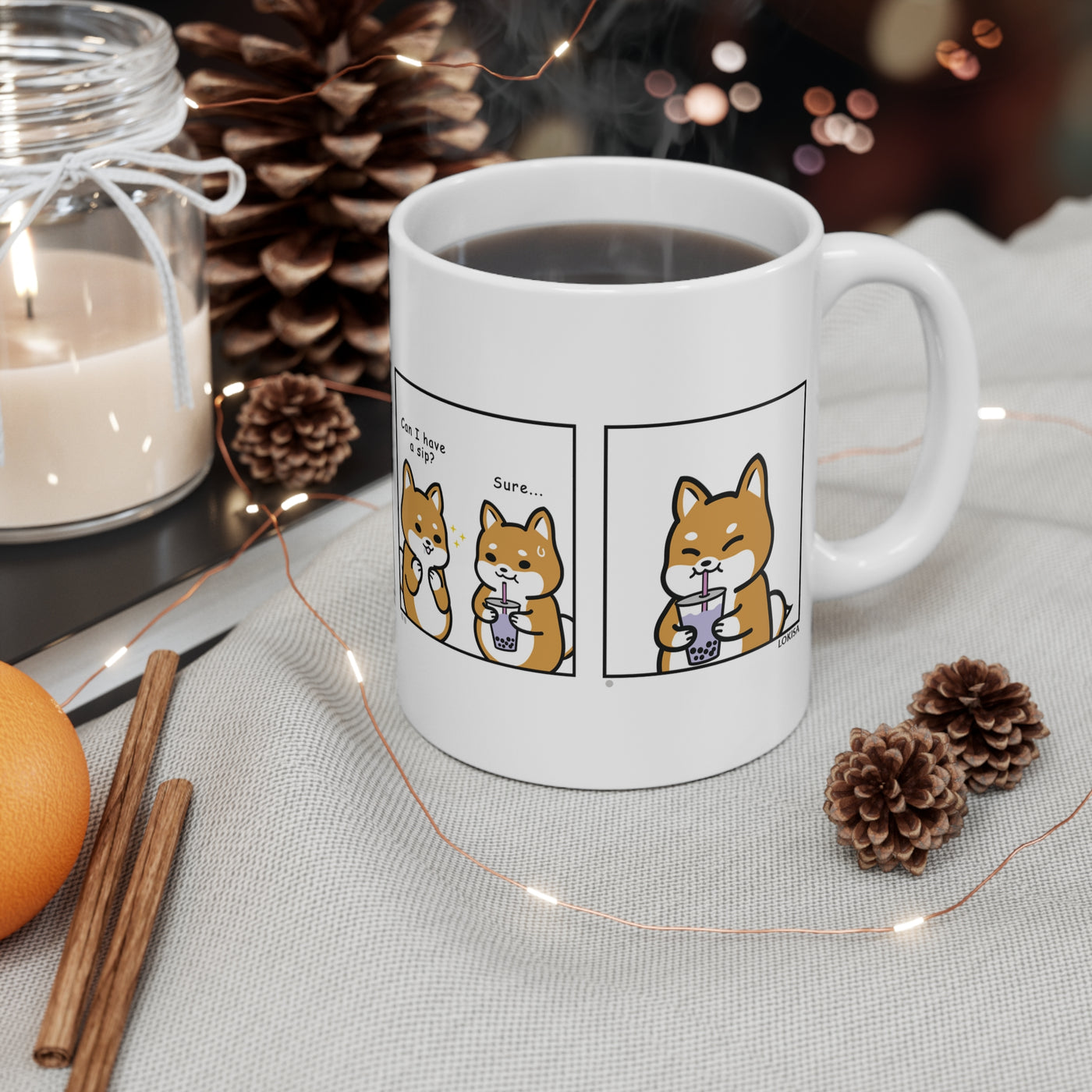 Shiba Inu Buddies Boba Comic Mug 11oz