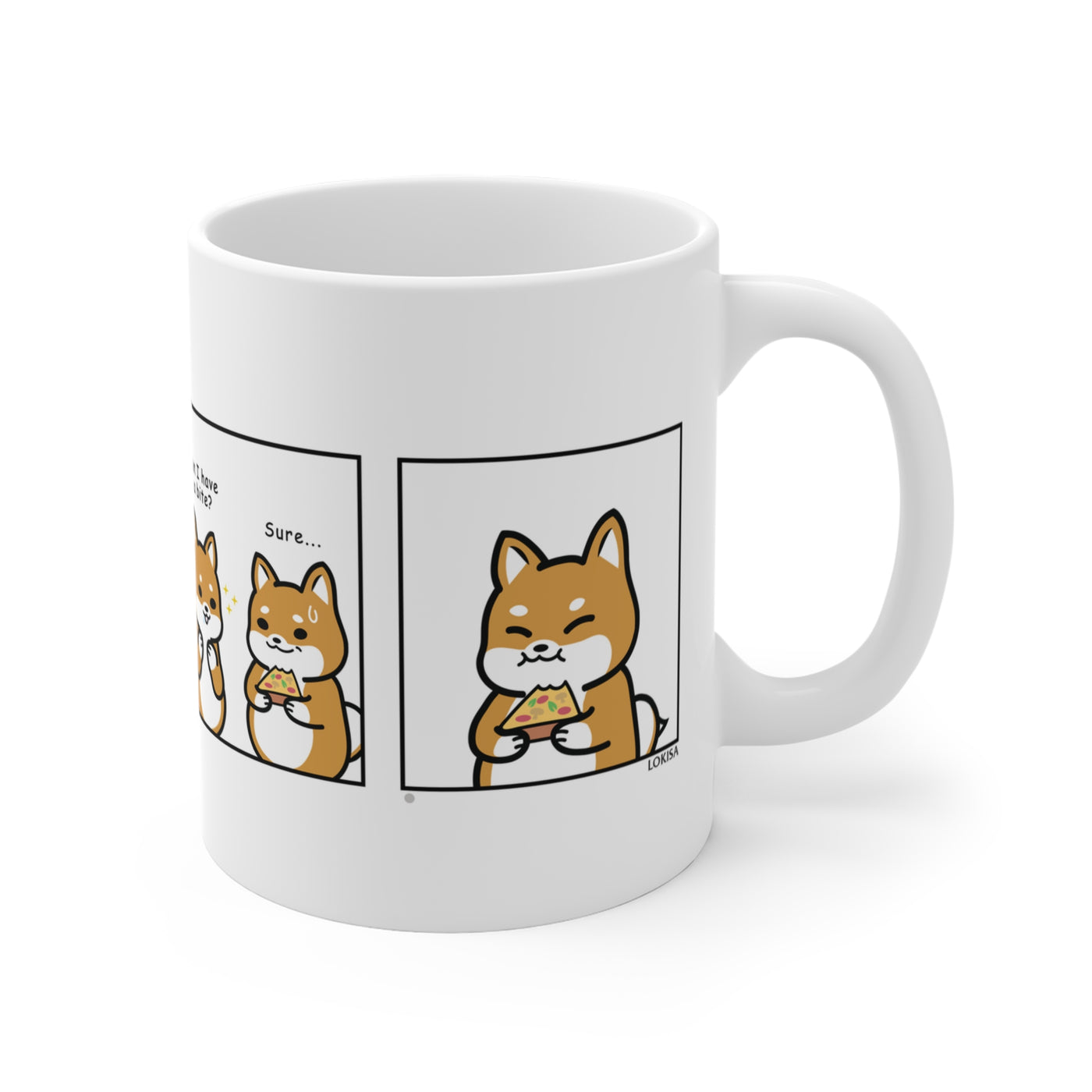 Shiba Inu Buddies Pizza Comic Mug 11oz