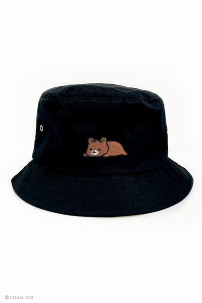 Relaxing Grizzly Bear Eyelet Bucket Hat