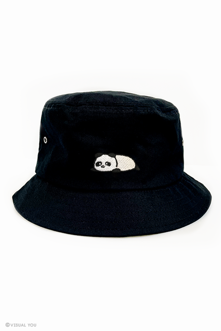 Relaxing Panda Eyelet Bucket Hat