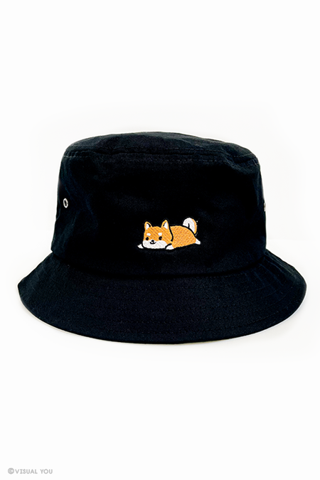 Relaxing Red Shiba Inu Eyelet Bucket Hat