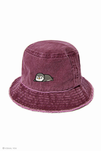 Relaxing Penguin Distressed Bucket Hat