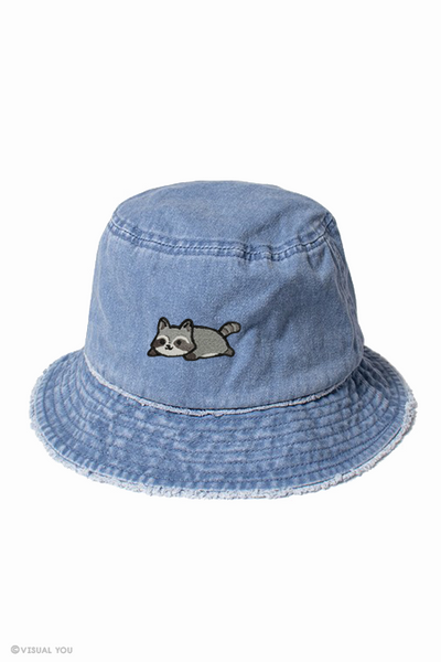 Relaxing Raccoon Distressed Bucket Hat