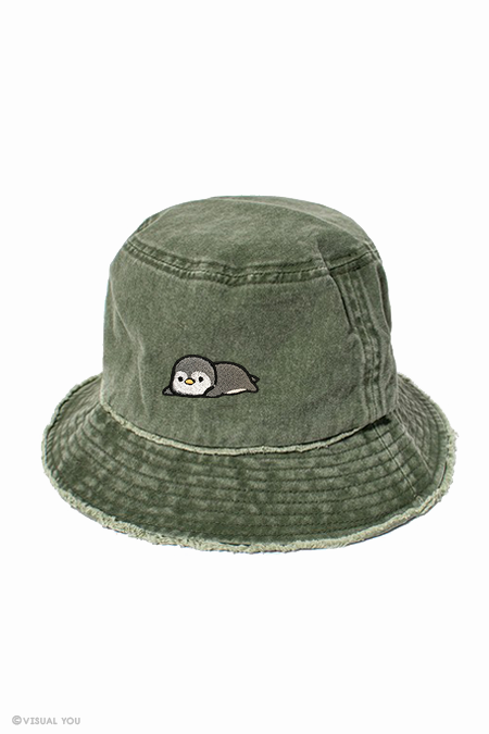 Relaxing Penguin Distressed Bucket Hat