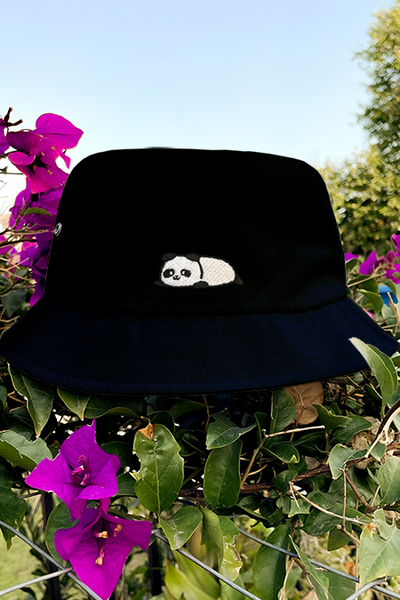 Relaxing Panda Eyelet Bucket Hat