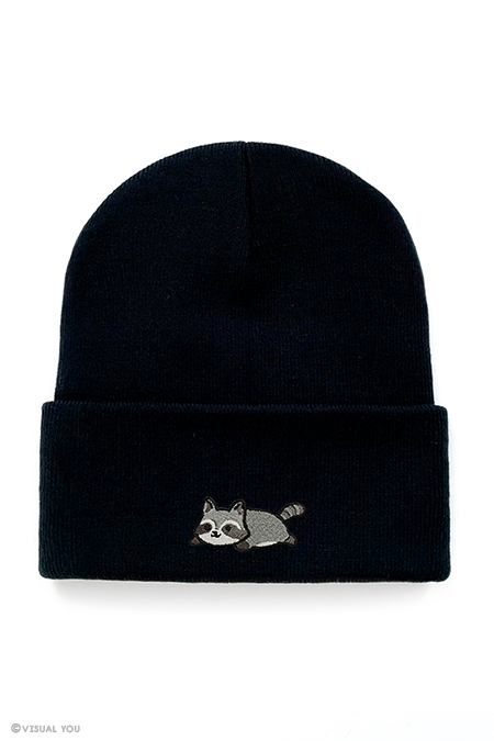 Relaxing Raccoon Cuffed Beanie