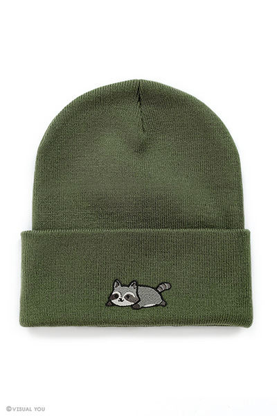 Relaxing Raccoon Cuffed Beanie