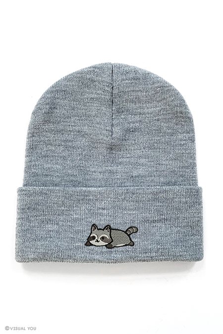 Relaxing Raccoon Cuffed Beanie