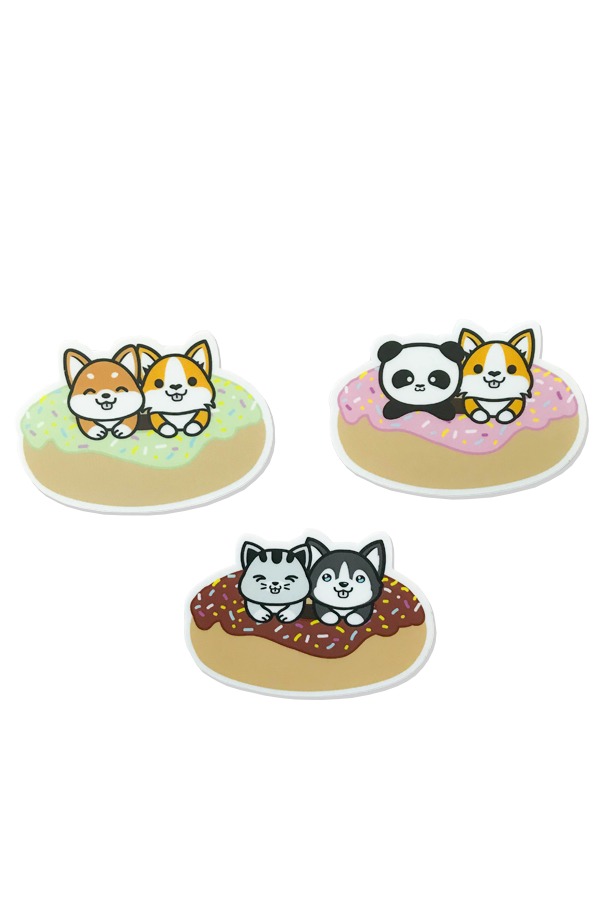 Donut Corgi , Shiba , Husky , Panda , Kitty Vinyl Sticker