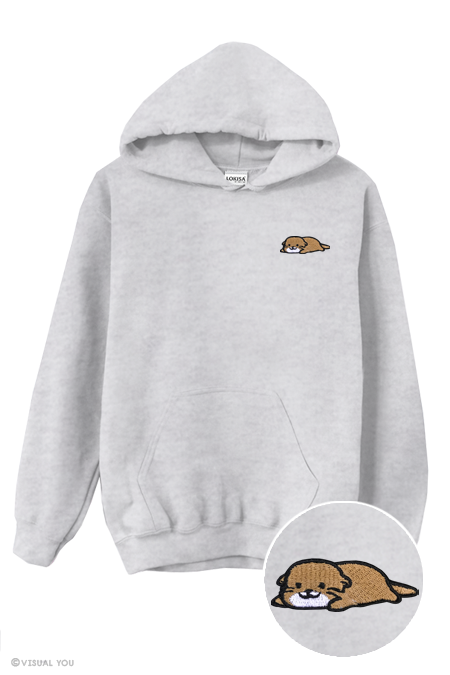 Relaxing Otter Embroidered Hoodie