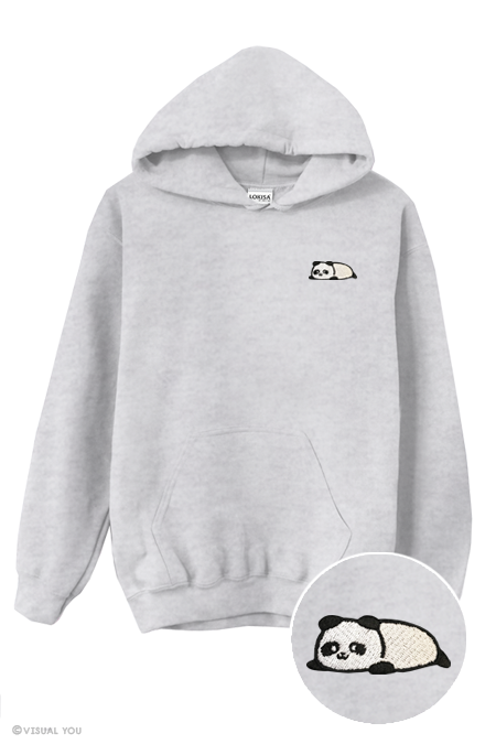 Relaxing Panda Embroidered Hoodie Visual You