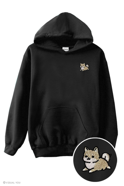 Chubby Tubby Cream Shiba Inu Embroidered Hoodie