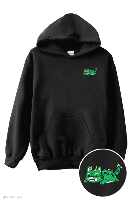 Relaxing Jade Dragon Embroidered Hoodie