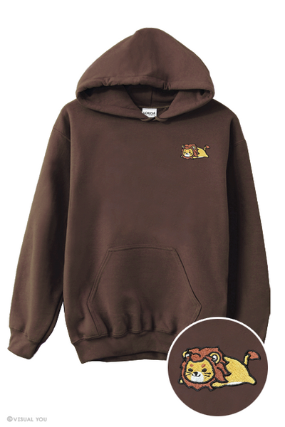 Relaxing Lion Embroidered Hoodie