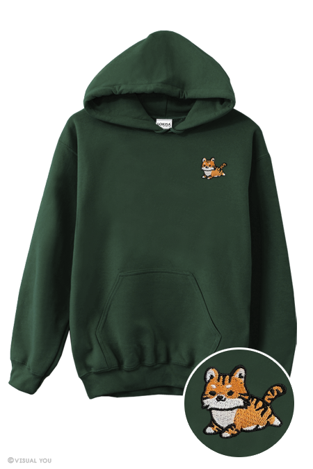 Chubby Tubby Orange Tiger Embroidered Hoodie