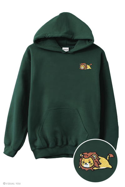 Relaxing Lion Embroidered Hoodie