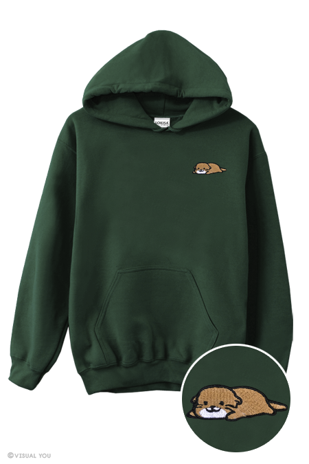 Relaxing Otter Embroidered Hoodie