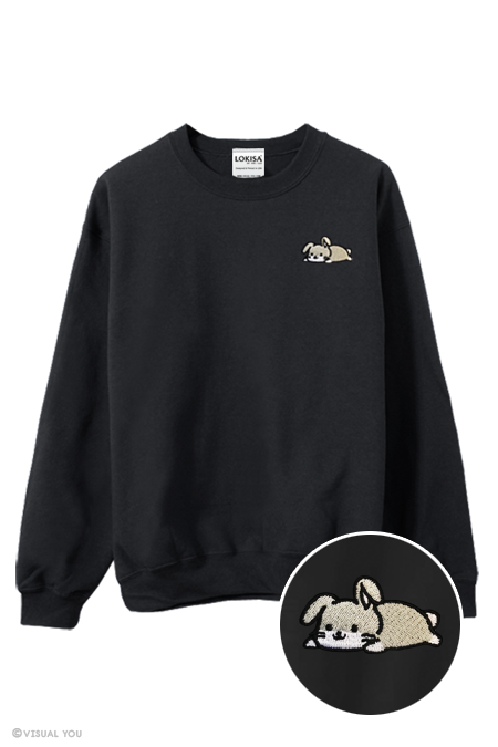 Relaxing Bunny Rabbit Embroidered Sweatshirt