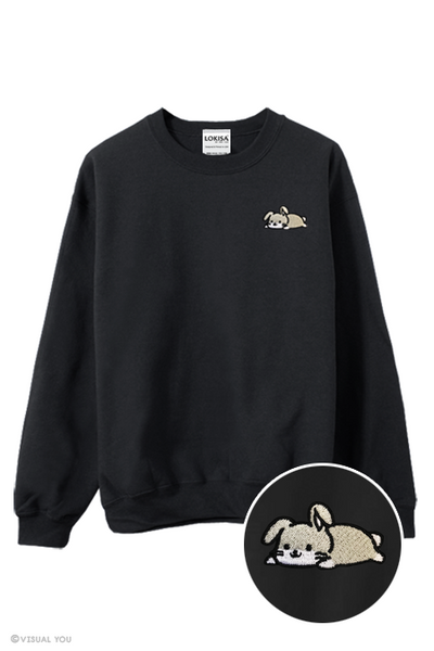 Relaxing Bunny Rabbit Embroidered Sweatshirt