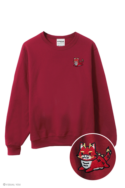 Chubby Tubby Red Dragon Embroidered Sweatshirt