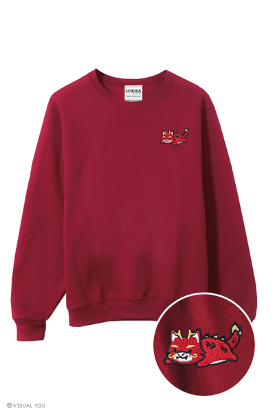 Relaxing Red Dragon Embroidered Sweatshirt