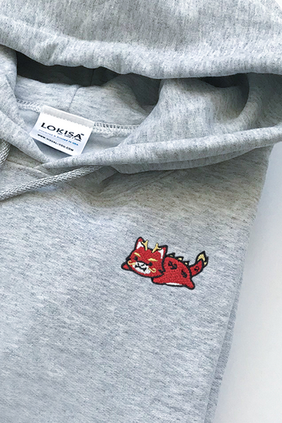 Relaxing Red Dragon Embroidered Hoodie