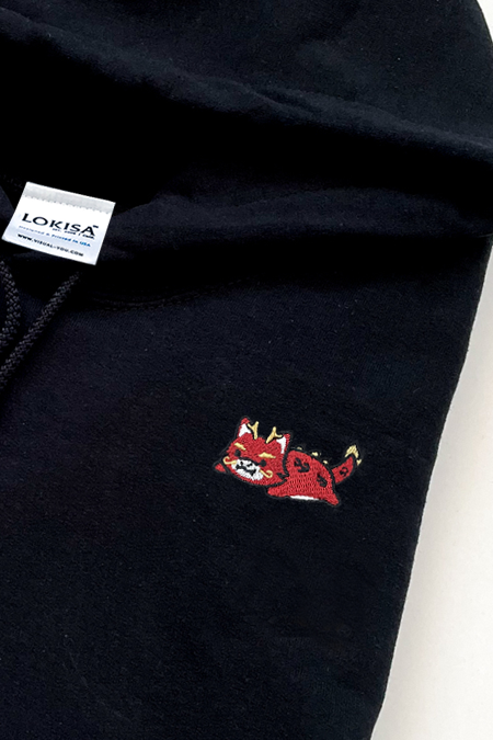 Relaxing Red Dragon Embroidered Hoodie