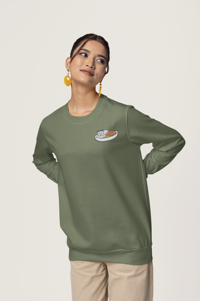 Catsu Curry Kitty Cat Embroidered Sweatshirt