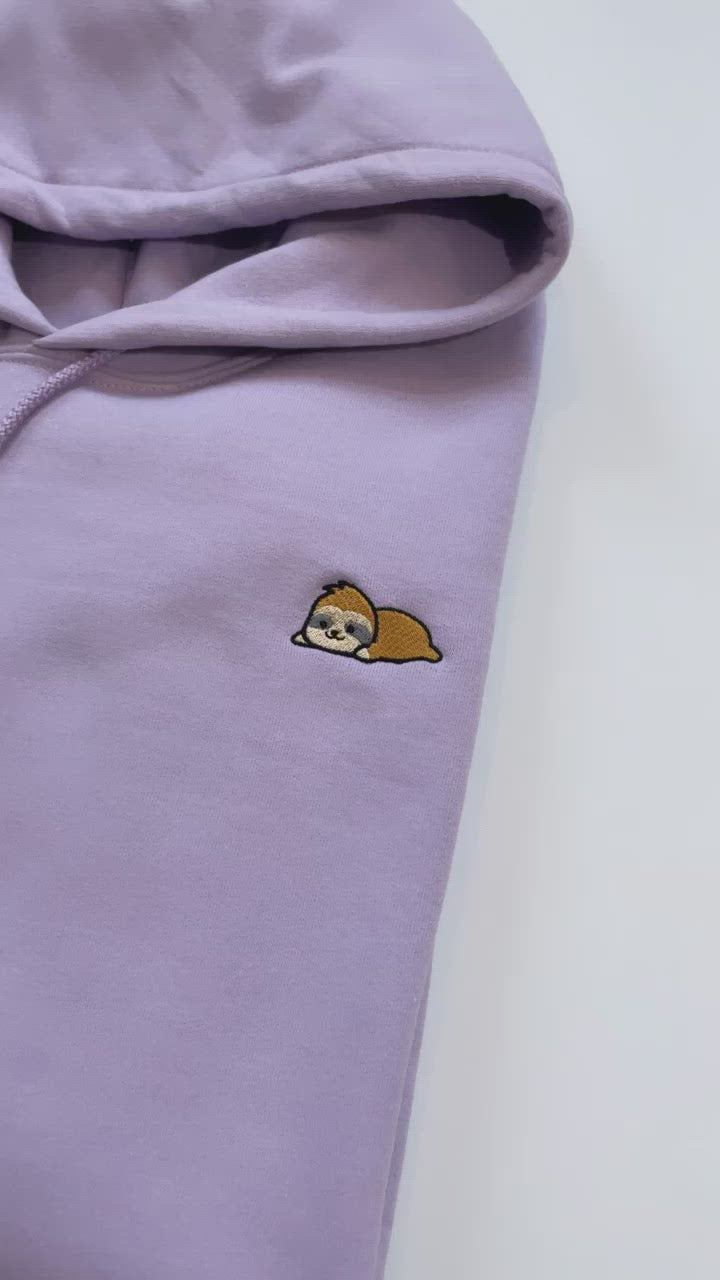 Relaxing Sloth Embroidered Hoodie