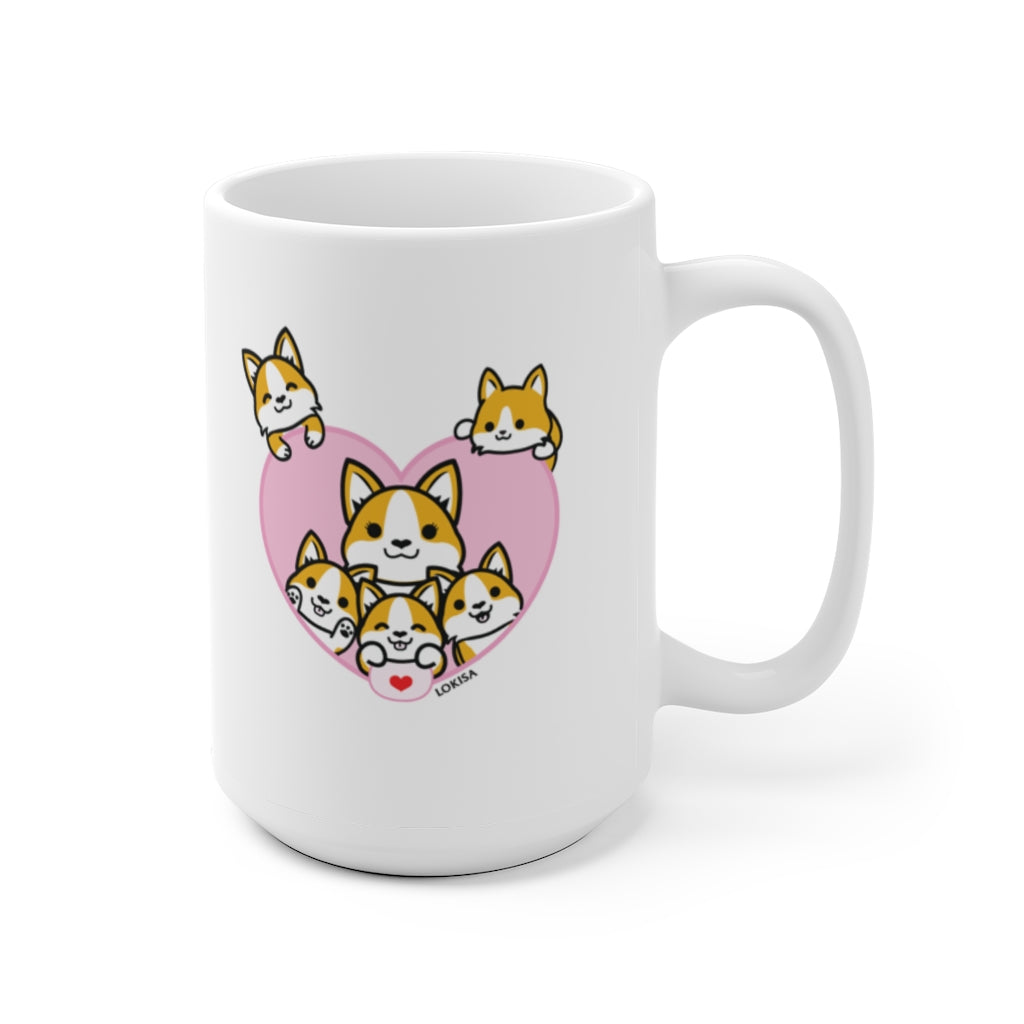 Best Mom forever Tan Corgi Mug (5x Puppies)