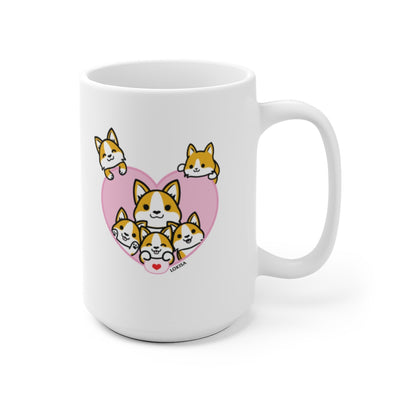 Best Mom forever Tan Corgi Mug (5x Puppies)