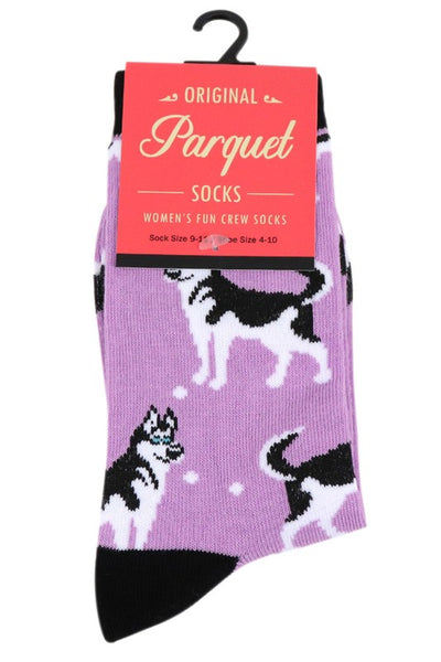 Women's Fun Siberian Husky Dog Crew Socks