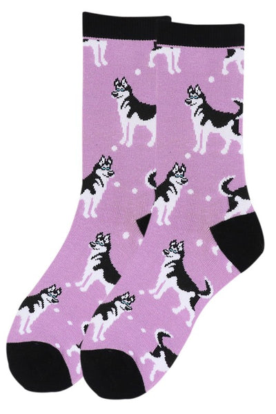 Women's Fun Siberian Husky Dog Crew Socks