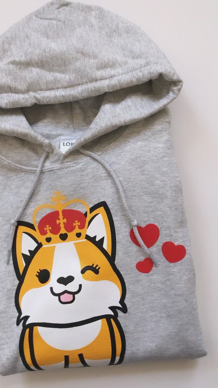 Corgi Queen in Love Hoodie